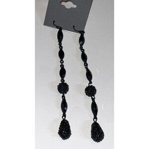 Express Black Beaded Drop Earrings Vintage Y2K Deadstock